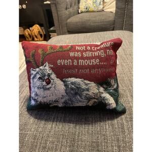 Not A Creature Was Stirring Cat Kitten Tapestry Accent Pillow Christmas Holiday
